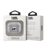 Karl Lagerfeld PU Embossed Karl Head Pouzdro pro AirPods 3 Silver