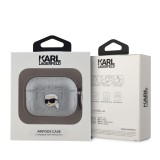 Karl Lagerfeld PU Embossed Karl Head Pouzdro pro AirPods Pro Silver