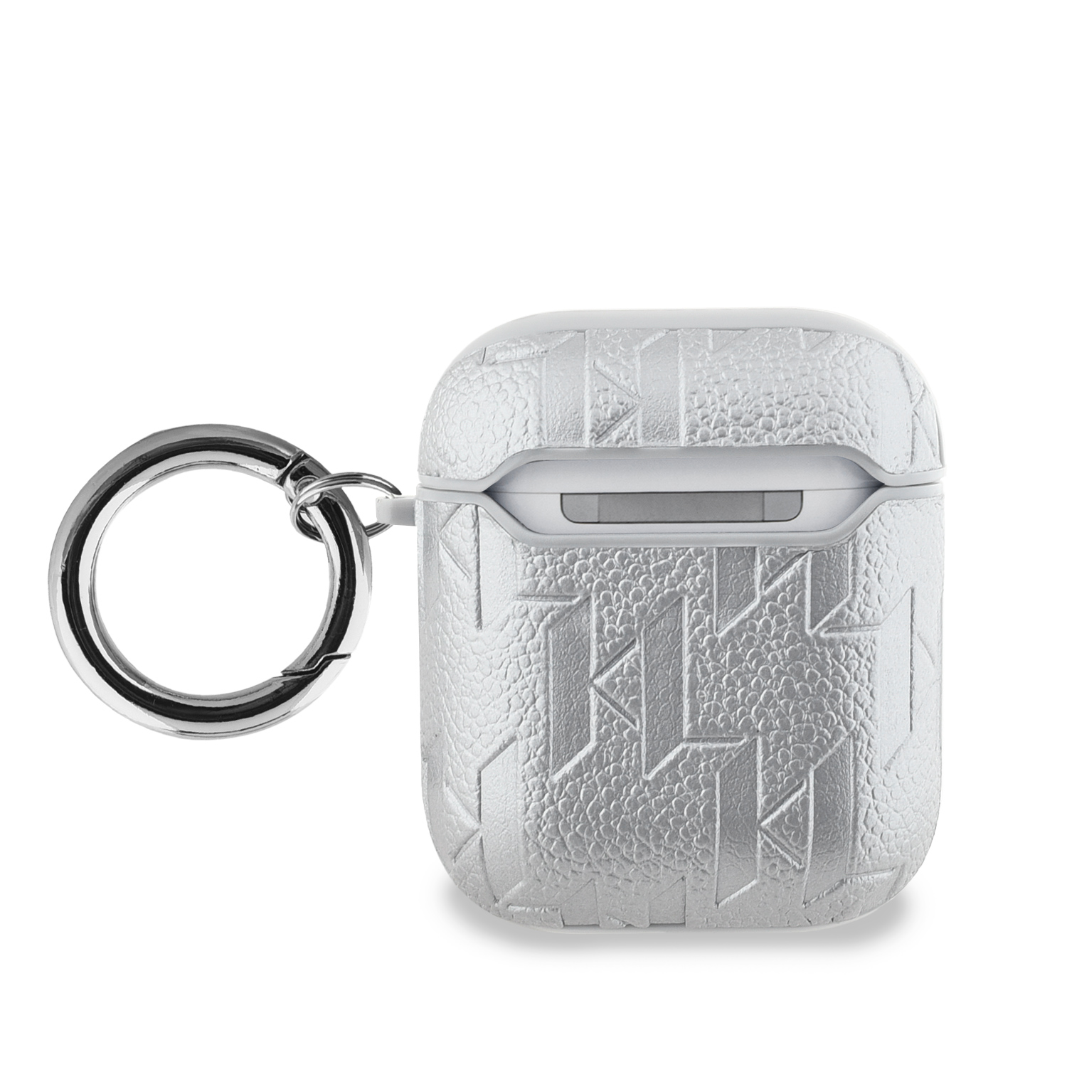 Karl Lagerfeld PU Embossed Karl Head Pouzdro pro AirPods 1/2 Silver