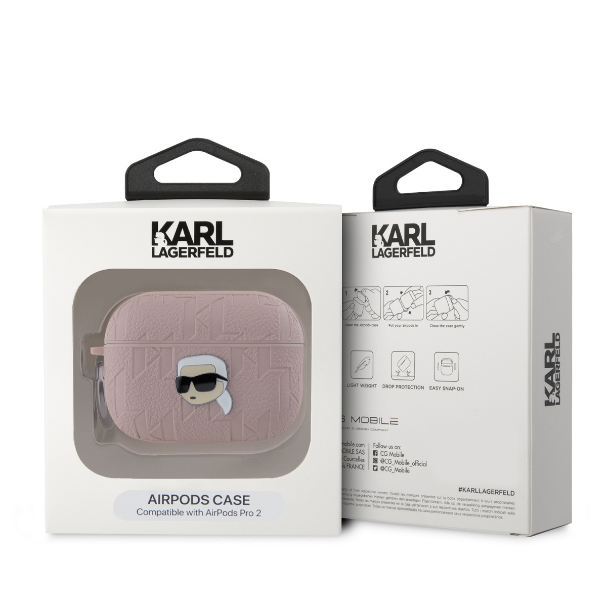 Karl Lagerfeld PU Embossed Karl Head Pouzdro pro AirPods Pro 2 Pink