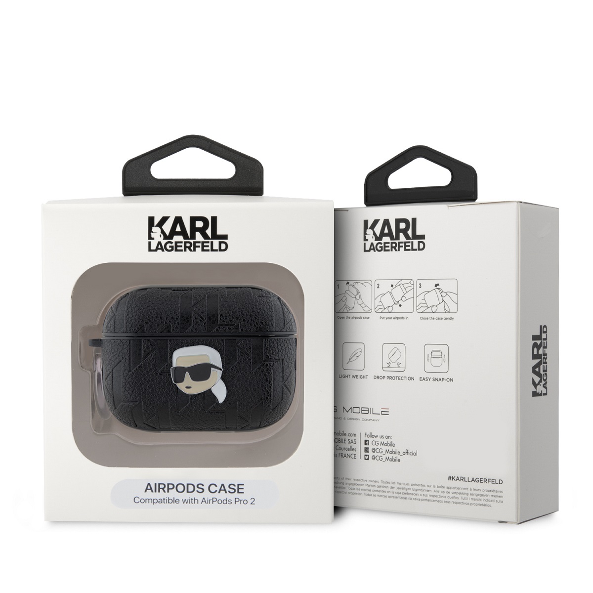 Karl Lagerfeld PU Embossed Karl Head Pouzdro pro AirPods Pro 2 Black