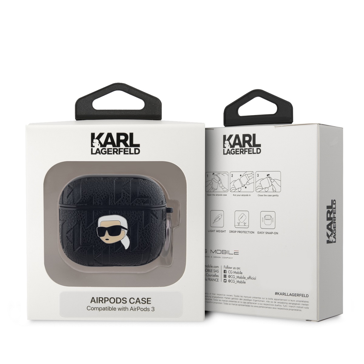 Karl Lagerfeld PU Embossed Karl Head Pouzdro pro AirPods 3 Black