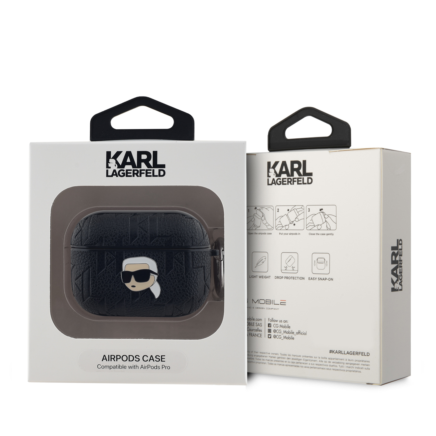 Karl Lagerfeld PU Embossed Karl Head Pouzdro pro AirPods Pro Black