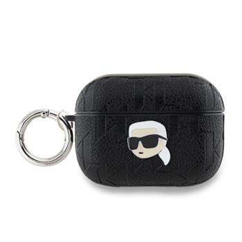 Pouzdro Karl Lagerfeld PU Embossed Karl Head pro AirPods 1/2, černá