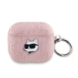 Pouzdro Karl Lagerfeld PU Embossed Choupette Head pro AirPods Pro 2, růžová