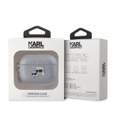 Karl Lagerfeld PU Embossed Karl and Choupette Heads Pouzdro pro AirPods Pro 2 Silver