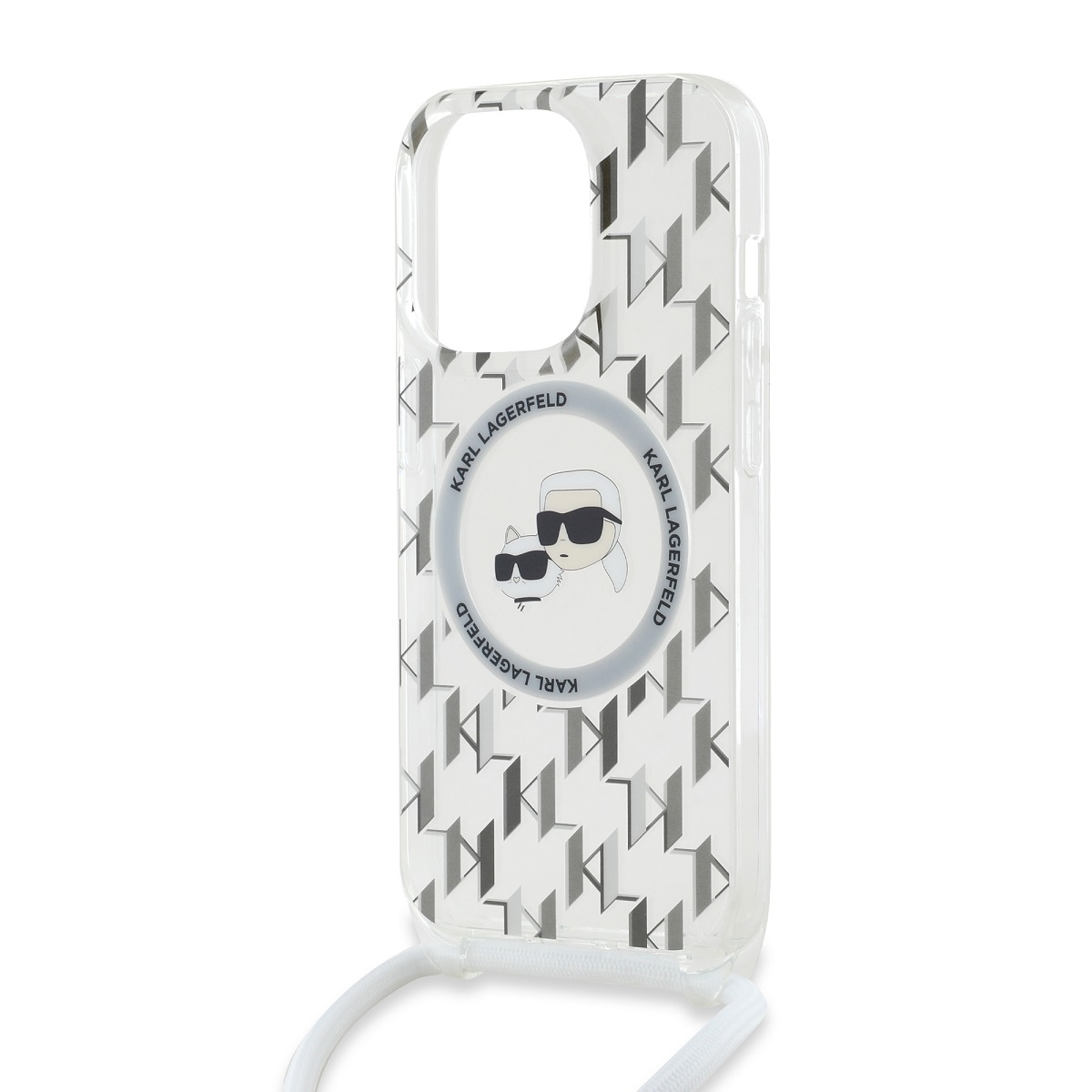 Karl Lagerfeld IML Monogram Crossbody K&CH Heads MagSafe Zadní Kryt pro iPhone 14 Pro Max Transparent