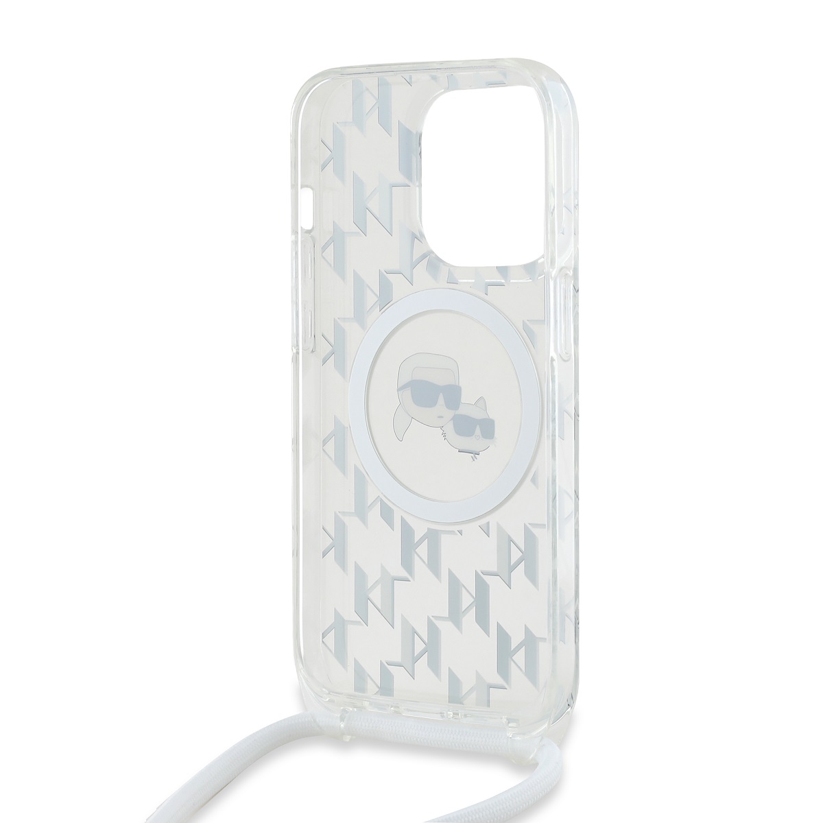 Karl Lagerfeld IML Monogram Crossbody K&CH Heads MagSafe Zadní Kryt pro iPhone 14 Pro Max Transparent