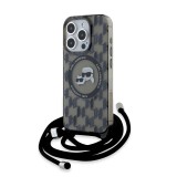 Karl Lagerfeld IML Monogram Crossbody K&CH Heads MagSafe Zadní Kryt pro iPhone 15 Pro Max Black