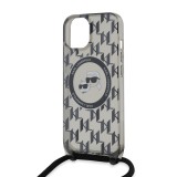 Karl Lagerfeld IML Monogram Crossbody K&CH Heads MagSafe Zadní Kryt pro iPhone 15 Black