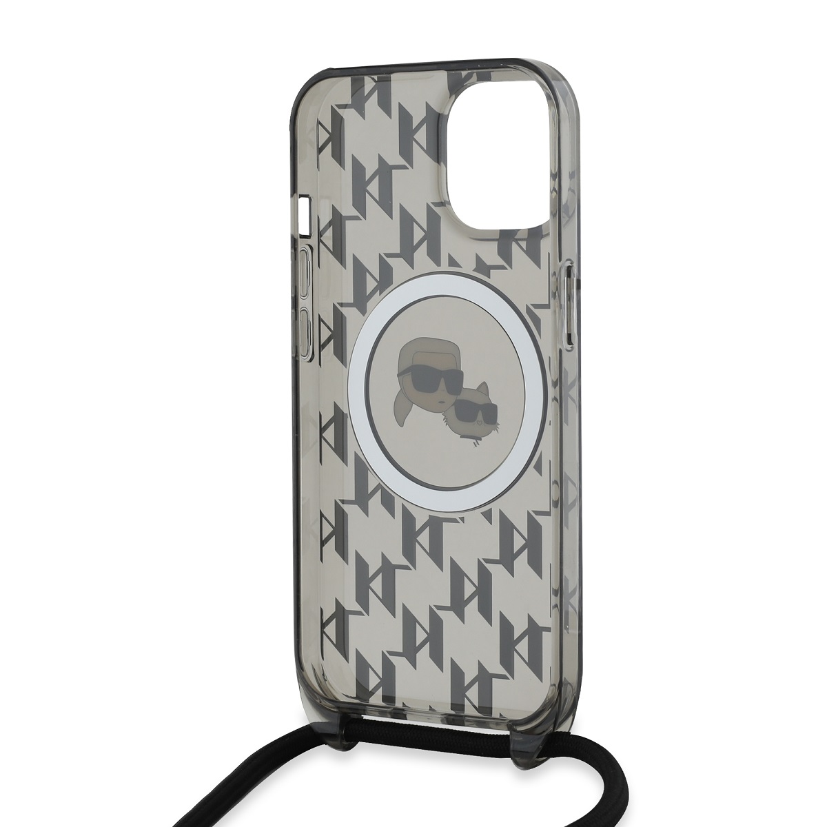 Karl Lagerfeld IML Monogram Crossbody K&CH Heads MagSafe Zadní Kryt pro iPhone 15 Black