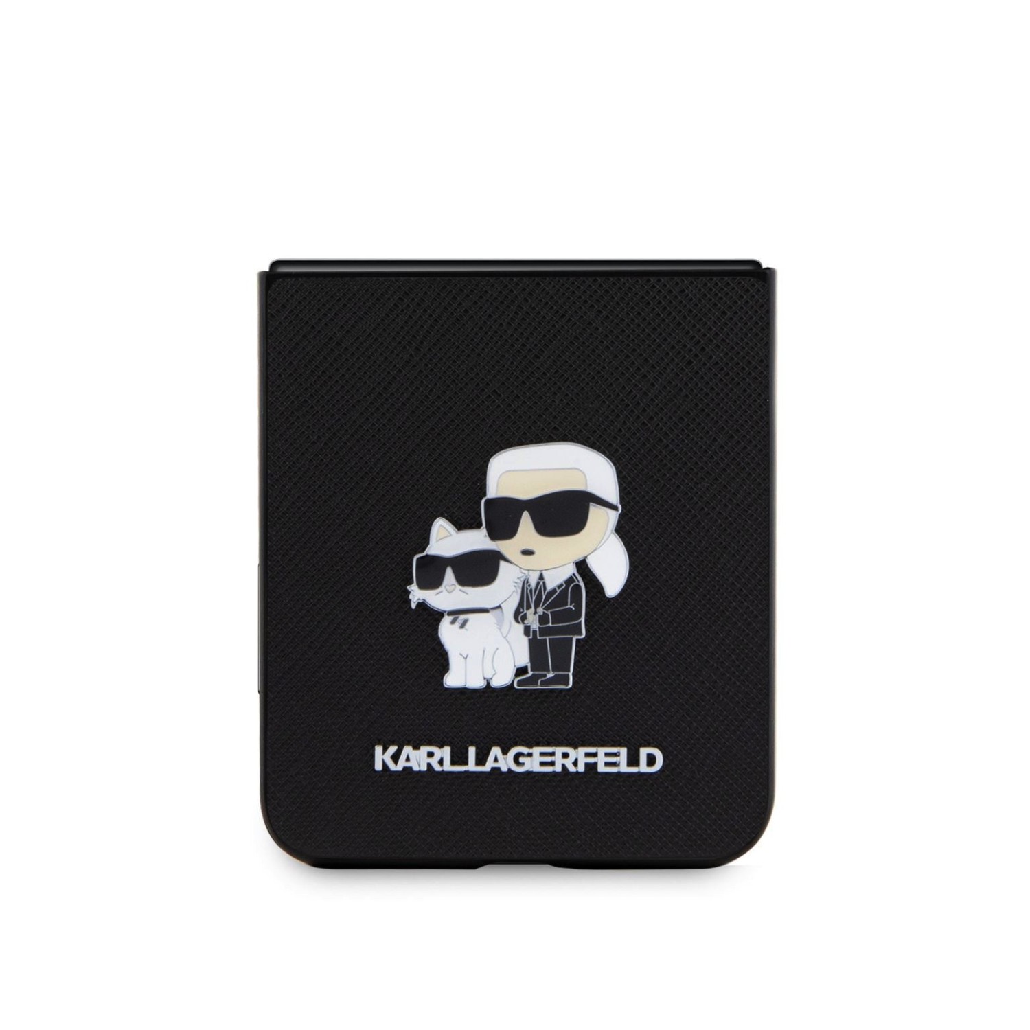 Karl Lagerfeld PU Saffiano Karl and Choupette NFT Zadní Kryt pro Samsung Galaxy Z Flip 5 Black