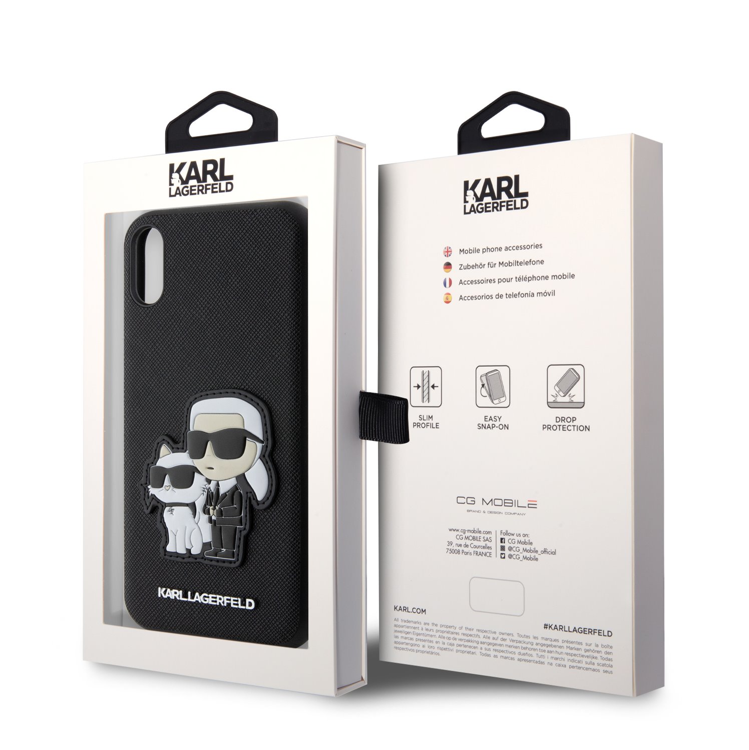 Karl Lagerfeld PU Saffiano Karl and Choupette NFT Zadní Kryt pro iPhone XR Black