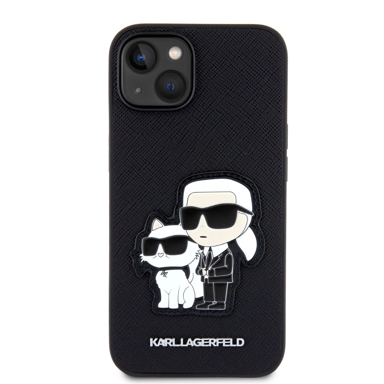 Karl Lagerfeld PU Saffiano Karl and Choupette NFT Zadní Kryt pro iPhone 14 Black