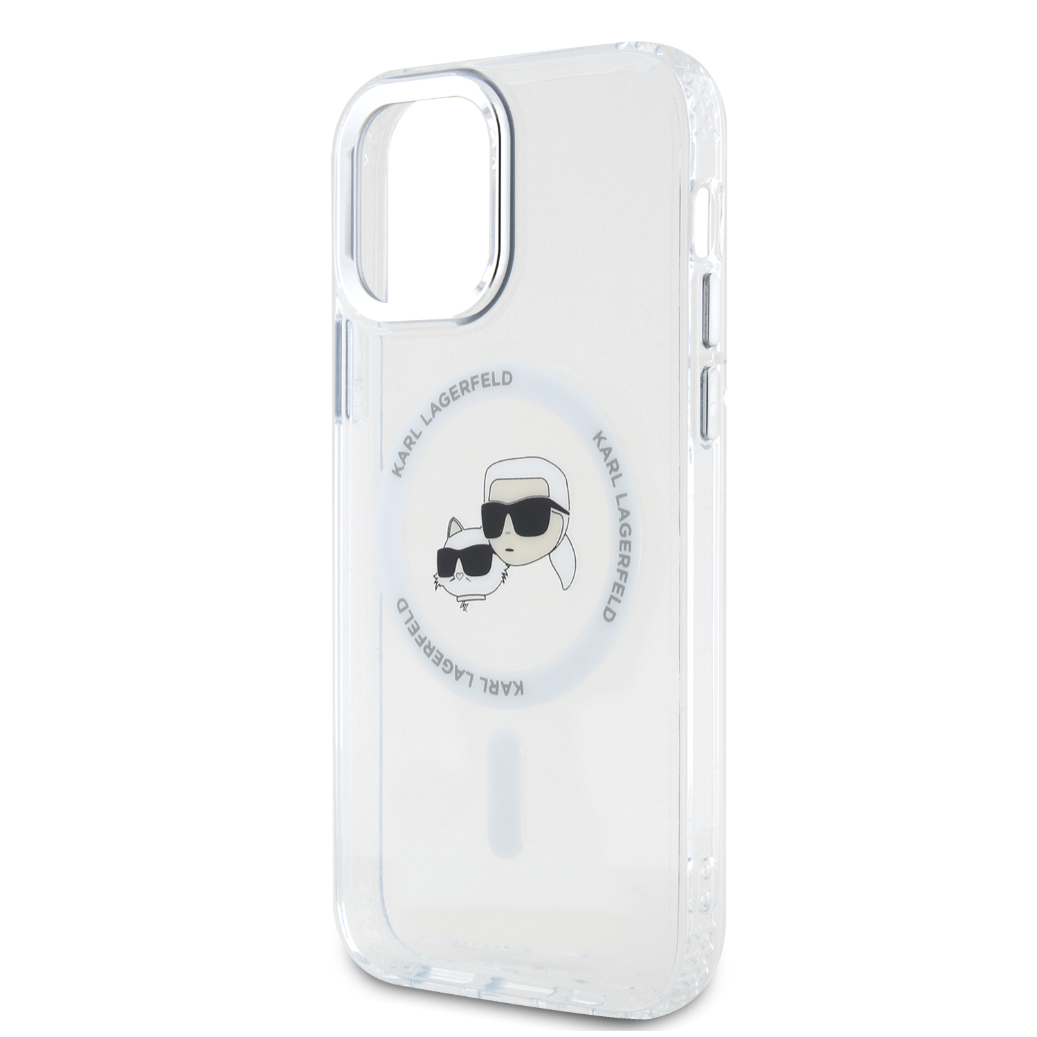 Karl Lagerfeld IML K&CH Heads Metal Frame MagSafe Zadní Kryt pro iPhone 12/12 Pro Transparent