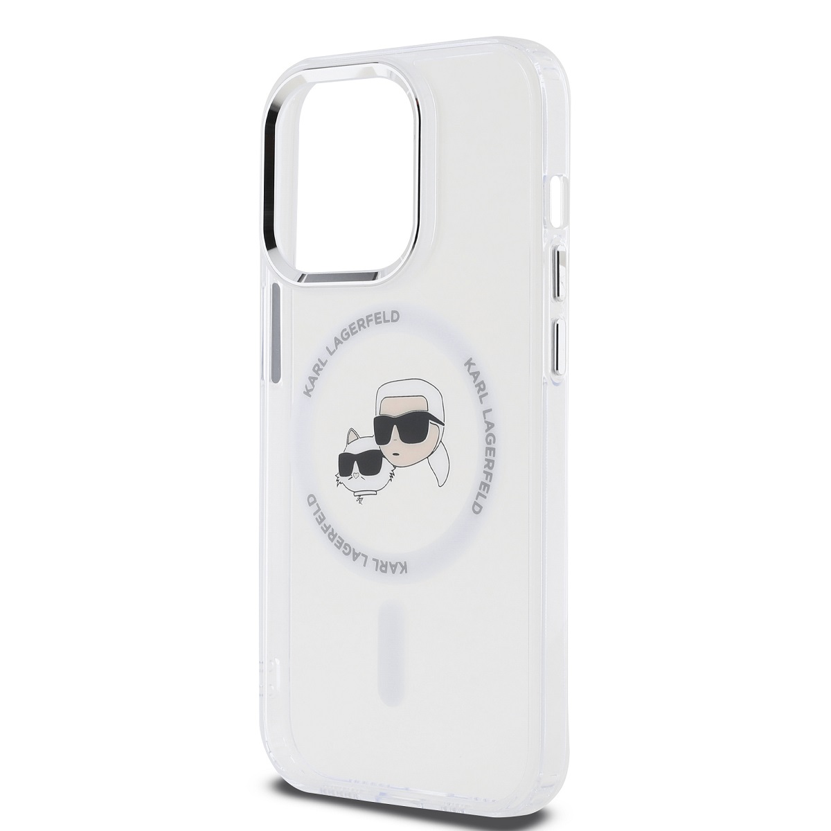 Karl Lagerfeld IML K&CH Heads Metal Frame MagSafe Zadní Kryt pro iPhone 14 Pro Max Transparent