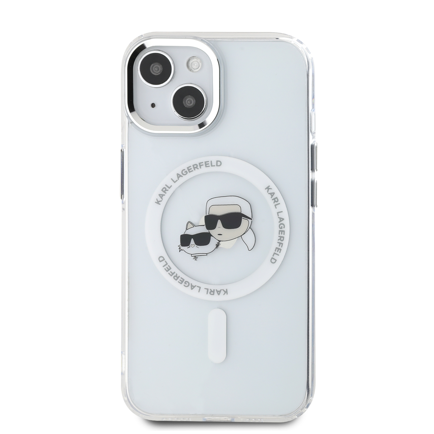 Karl Lagerfeld IML K&CH Heads Metal Frame MagSafe Zadní Kryt pro iPhone 14 Transparent