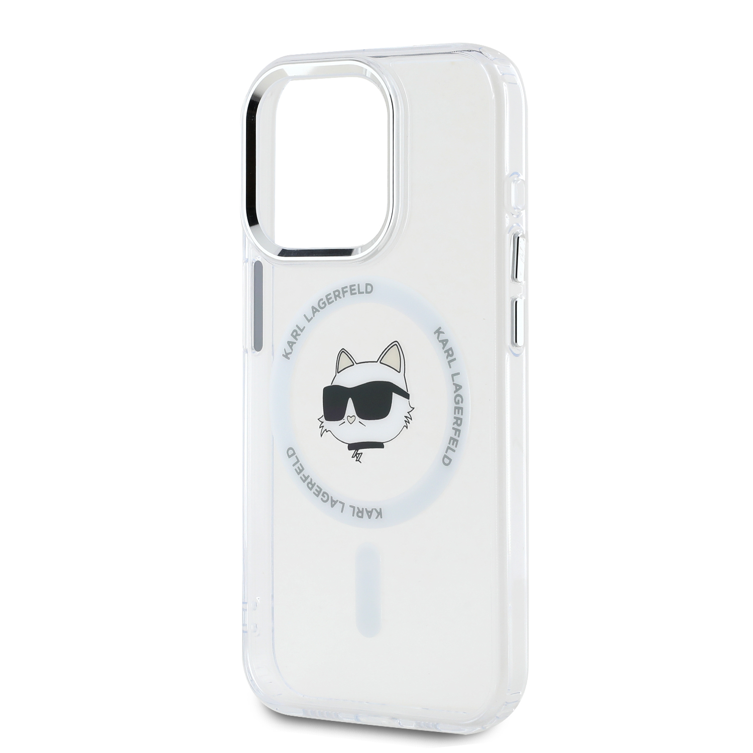 Zadní kryt Karl Lagerfeld IML Choupette Head Metal Frame MagSafe pro Apple iPhone 14 Pro Max, transparentní