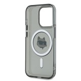 Karl Lagerfeld IML Choupette Head Metal Frame MagSafe Zadní Kryt pro iPhone 15 Pro Black