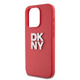 DKNY PU Leather Stack Logo Wrist Strap Zadní Kryt pro iPhone 15 Pro Pink