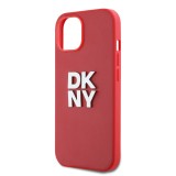 DKNY PU Leather Stack Logo Wrist Strap Zadní Kryt pro iPhone 15 Pink