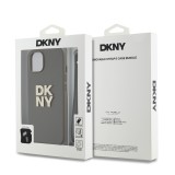 DKNY PU Leather Stack Logo Wrist Strap Zadní Kryt pro iPhone 13 Green