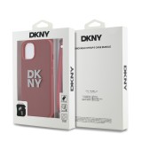 DKNY PU Leather Stack Logo Wrist Strap Zadní Kryt pro iPhone 14 Pink