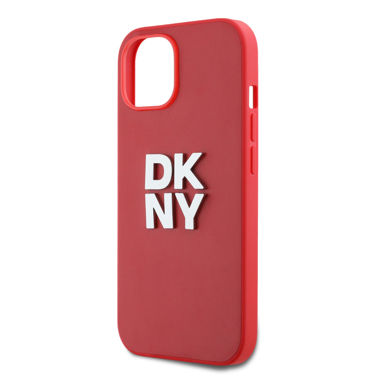 DKNY PU Leather Stack Logo Wrist Strap Zadní Kryt pro iPhone 14 Pink