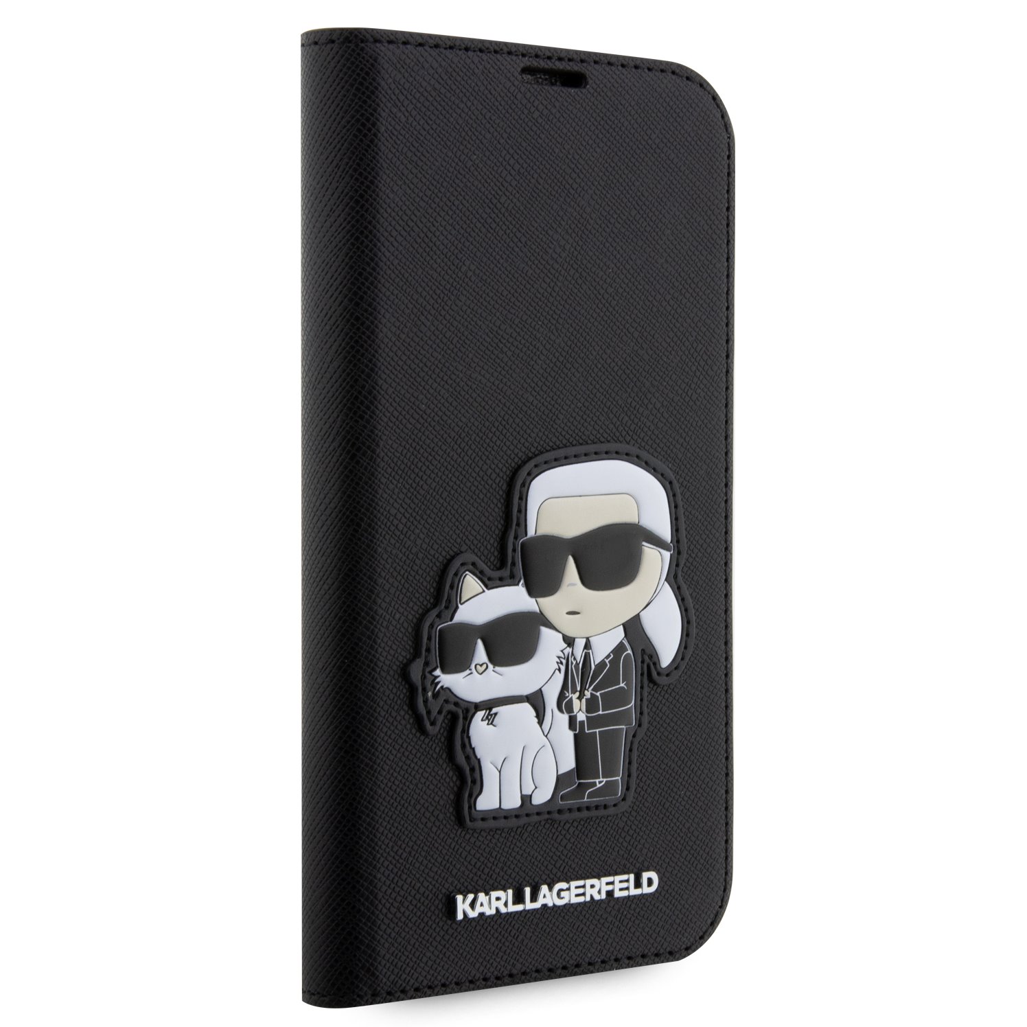 Karl Lagerfeld PU Saffiano Karl and Choupette NFT Book Pouzdro pro iPhone 13 Pro Black