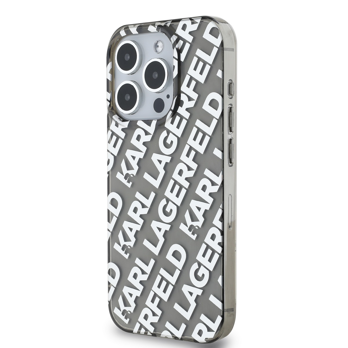 Karl Lagerfeld IML Electroplated Repeated Logo Zadní Kryt pro iPhone 15 Pro Silver