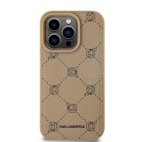 Karl Lagerfeld PU Karl Heads Pattern Magsafe Zadní Kryt pro iPhone 15 Pro Max Beige