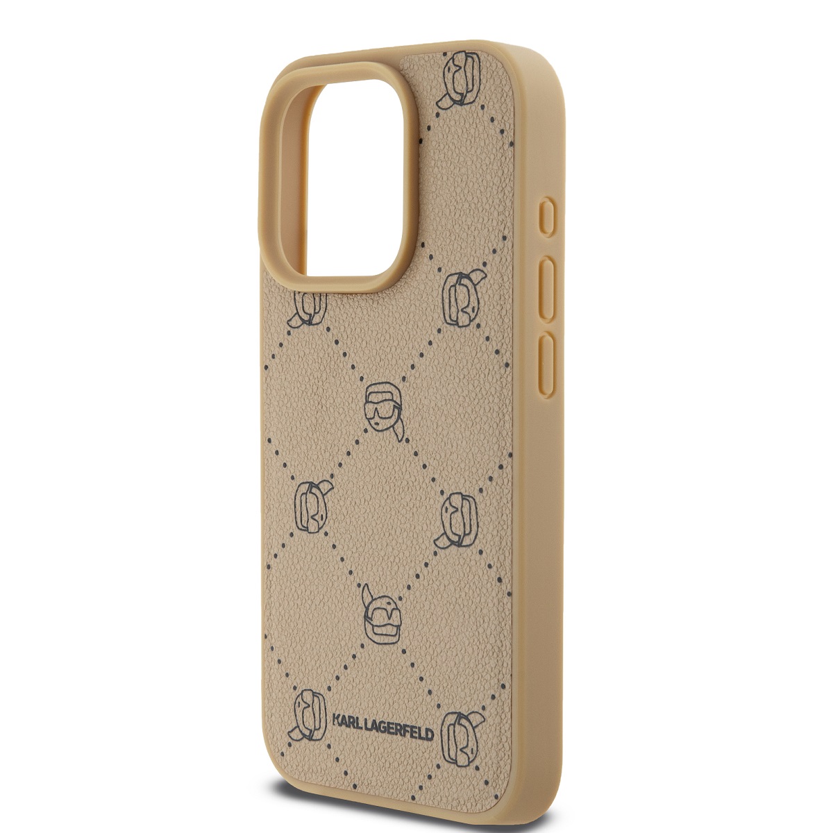 Karl Lagerfeld PU Karl Heads Pattern Magsafe Zadní Kryt pro iPhone 15 Pro Max Beige