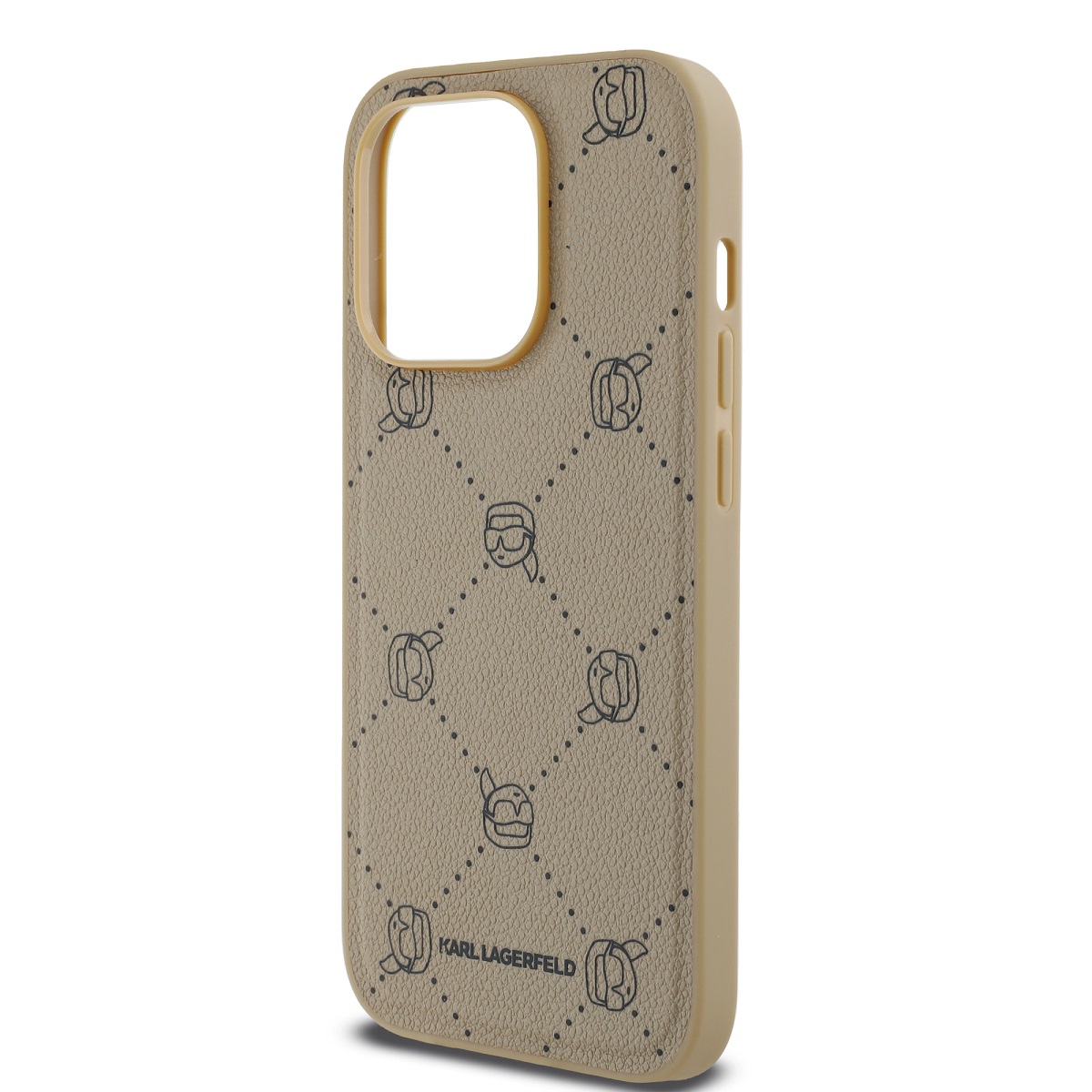 Karl Lagerfeld PU Karl Heads Pattern Magsafe Zadní Kryt pro iPhone 14 Pro Beige