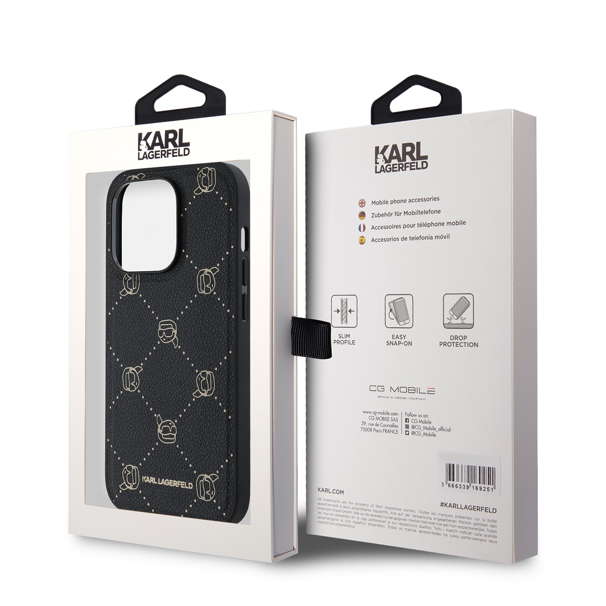 Karl Lagerfeld PU Karl Heads Pattern Magsafe Zadní Kryt pro iPhone 14 Pro Black