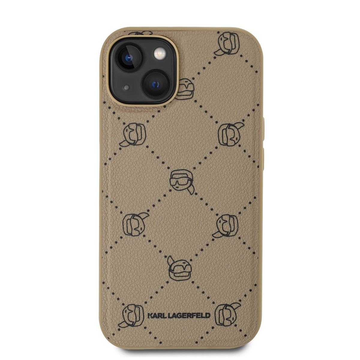 Karl Lagerfeld PU Karl Heads Pattern Magsafe Zadní Kryt pro iPhone 14 Beige