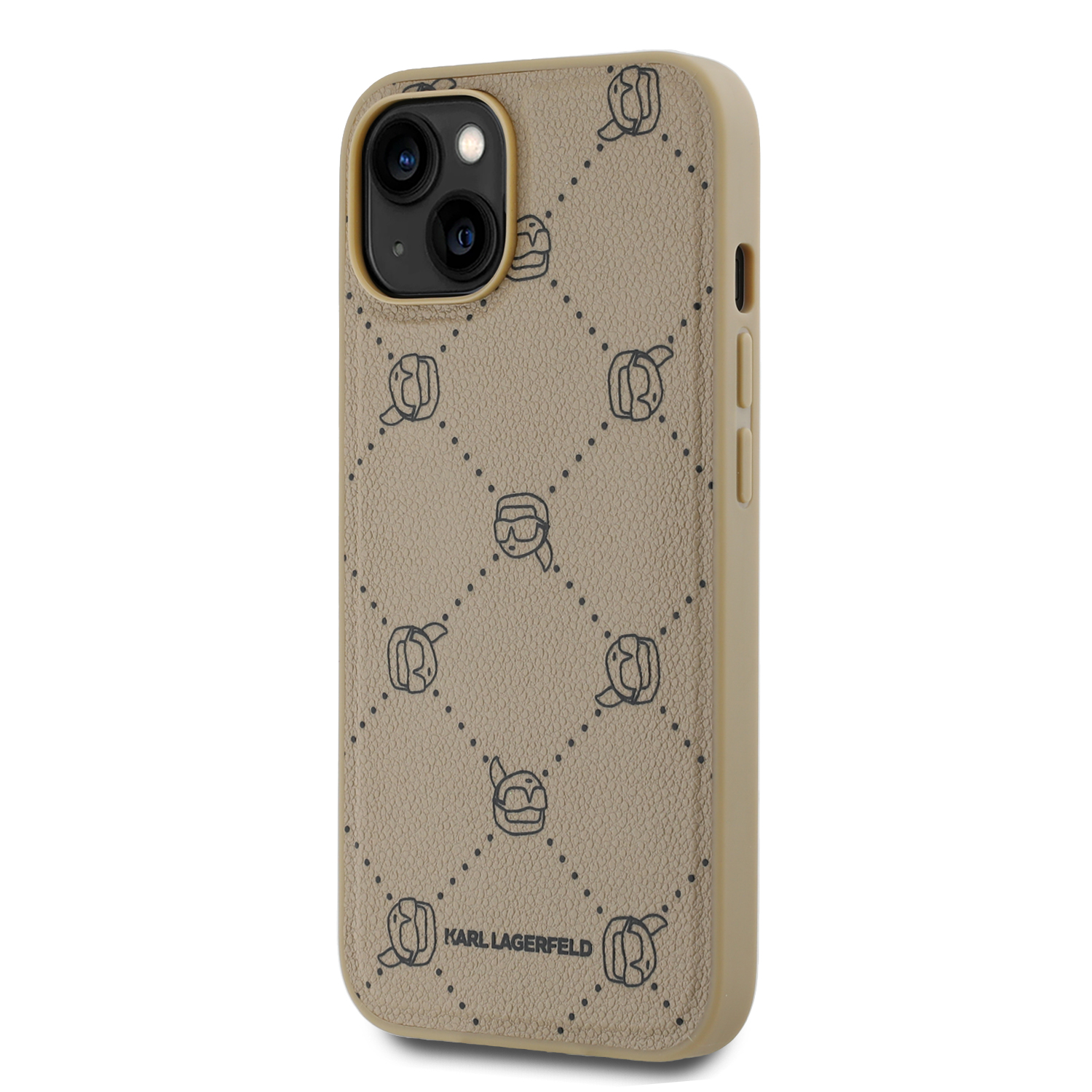 Karl Lagerfeld PU Karl Heads Pattern Magsafe Zadní Kryt pro iPhone 14 Beige