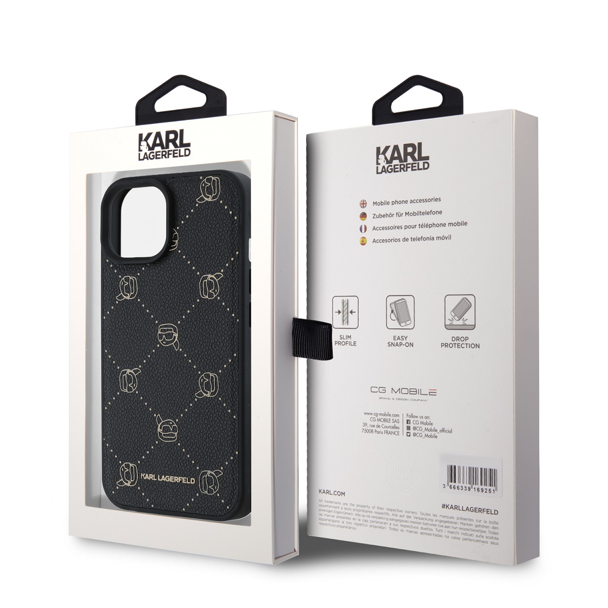 Karl Lagerfeld PU Karl Heads Pattern Magsafe Zadní Kryt pro iPhone 15 Black