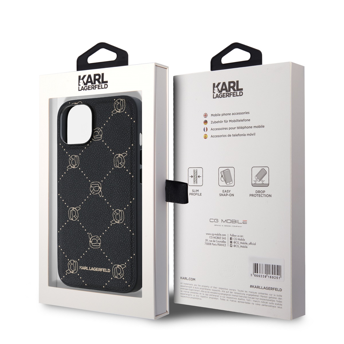 Karl Lagerfeld PU Karl Heads Pattern Magsafe Zadní Kryt pro iPhone 14 Black