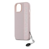 Karl Lagerfeld PU Saffiano Rhinestone Charm Zadní Kryt pro iPhone 14 Pink