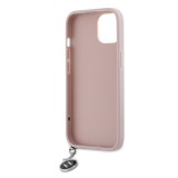 Karl Lagerfeld PU Saffiano Rhinestone Charm Zadní Kryt pro iPhone 14 Pink