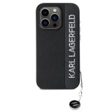 Karl Lagerfeld PU Saffiano Rhinestone Charm Zadní Kryt pro iPhone 15 Pro Black