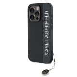 Karl Lagerfeld PU Saffiano Rhinestone Charm Zadní Kryt pro iPhone 15 Pro Max Black