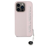 Karl Lagerfeld PU Saffiano Rhinestone Charm Zadní Kryt pro iPhone 14 Pro Max Pink