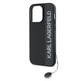 Karl Lagerfeld PU Saffiano Rhinestone Charm Zadní Kryt pro iPhone 14 Pro Black