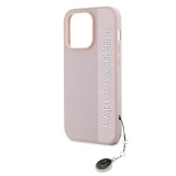 Karl Lagerfeld PU Saffiano Rhinestone Charm Zadní Kryt pro iPhone 14 Pro Pink