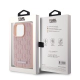 Karl Lagerfeld PU Leather Monogram Metal Logo Magsafe Zadní Kryt pro iPhone 15 Pro Max Pink