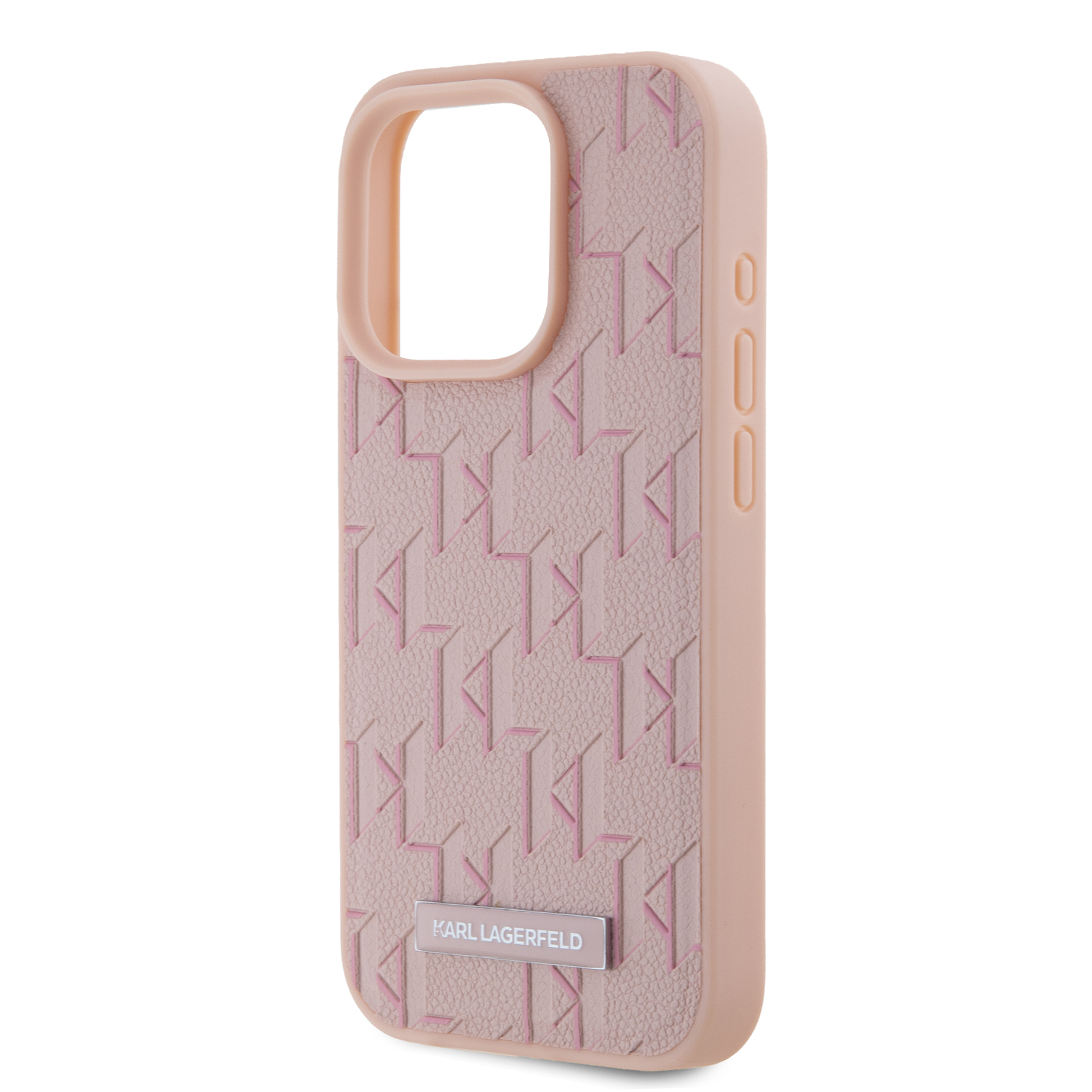 Karl Lagerfeld PU Leather Monogram Metal Logo Magsafe Zadní Kryt pro iPhone 15 Pro Max Pink