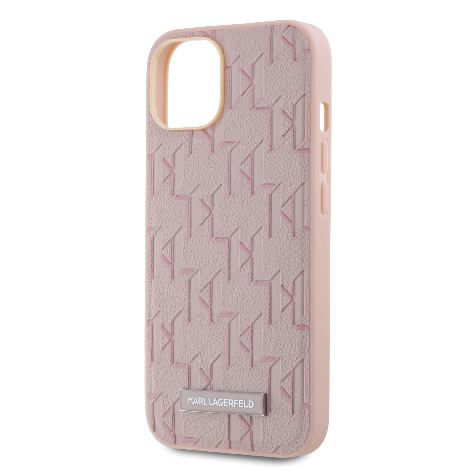 Karl Lagerfeld PU Leather Monogram Metal Logo Magsafe Zadní Kryt pro iPhone 14 Pink