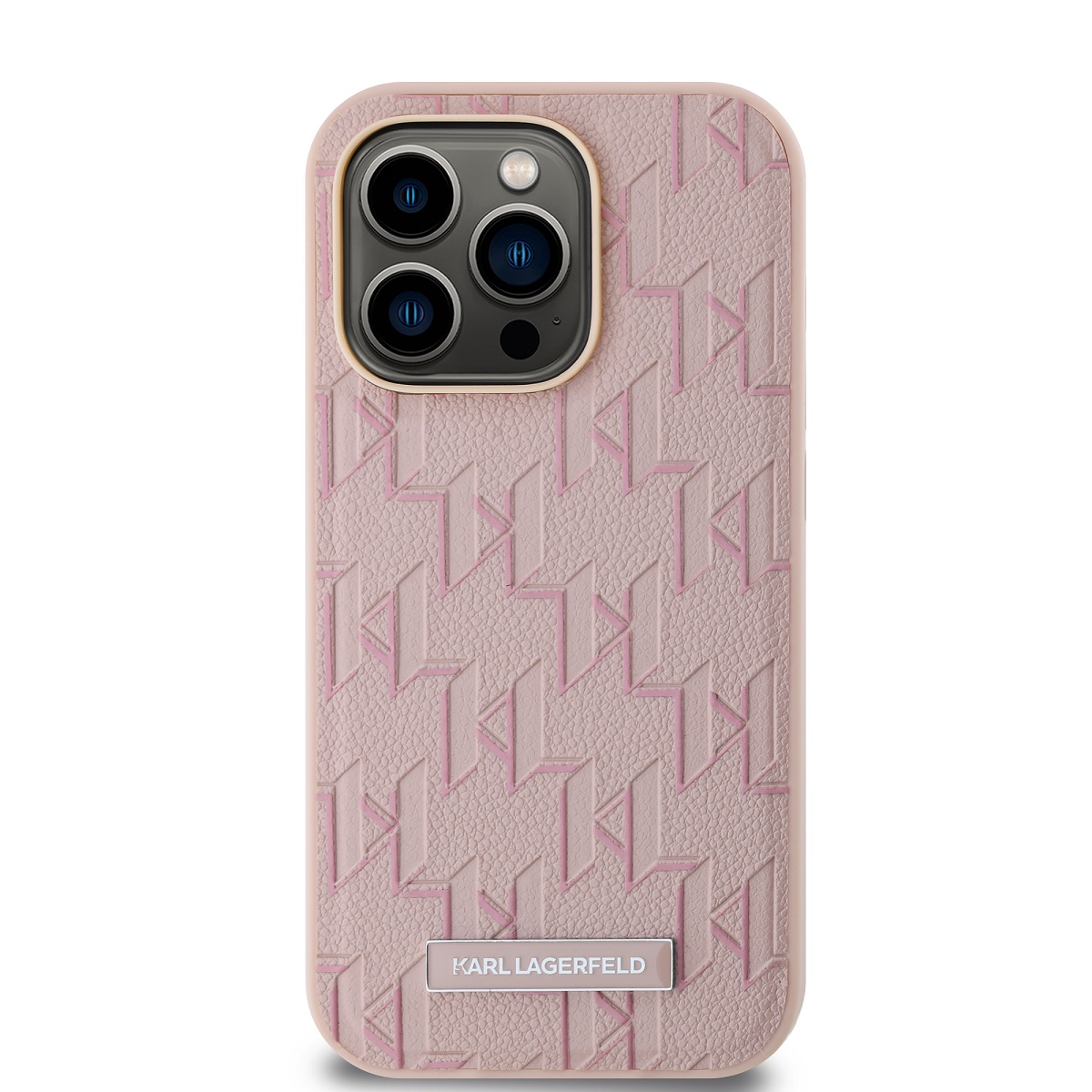 Karl Lagerfeld PU Leather Monogram Metal Logo Magsafe Zadní Kryt pro iPhone 14 Pro Max Pink