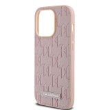 Karl Lagerfeld PU Leather Monogram Metal Logo Magsafe Zadní Kryt pro iPhone 14 Pro Pink